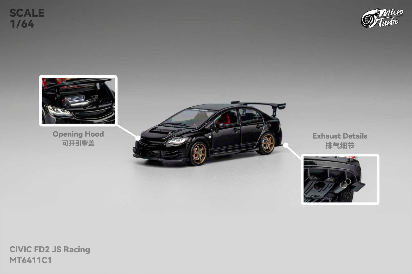(Pre-Order) Microturbo - Custom FD2 J’S Racing - Metallic Black