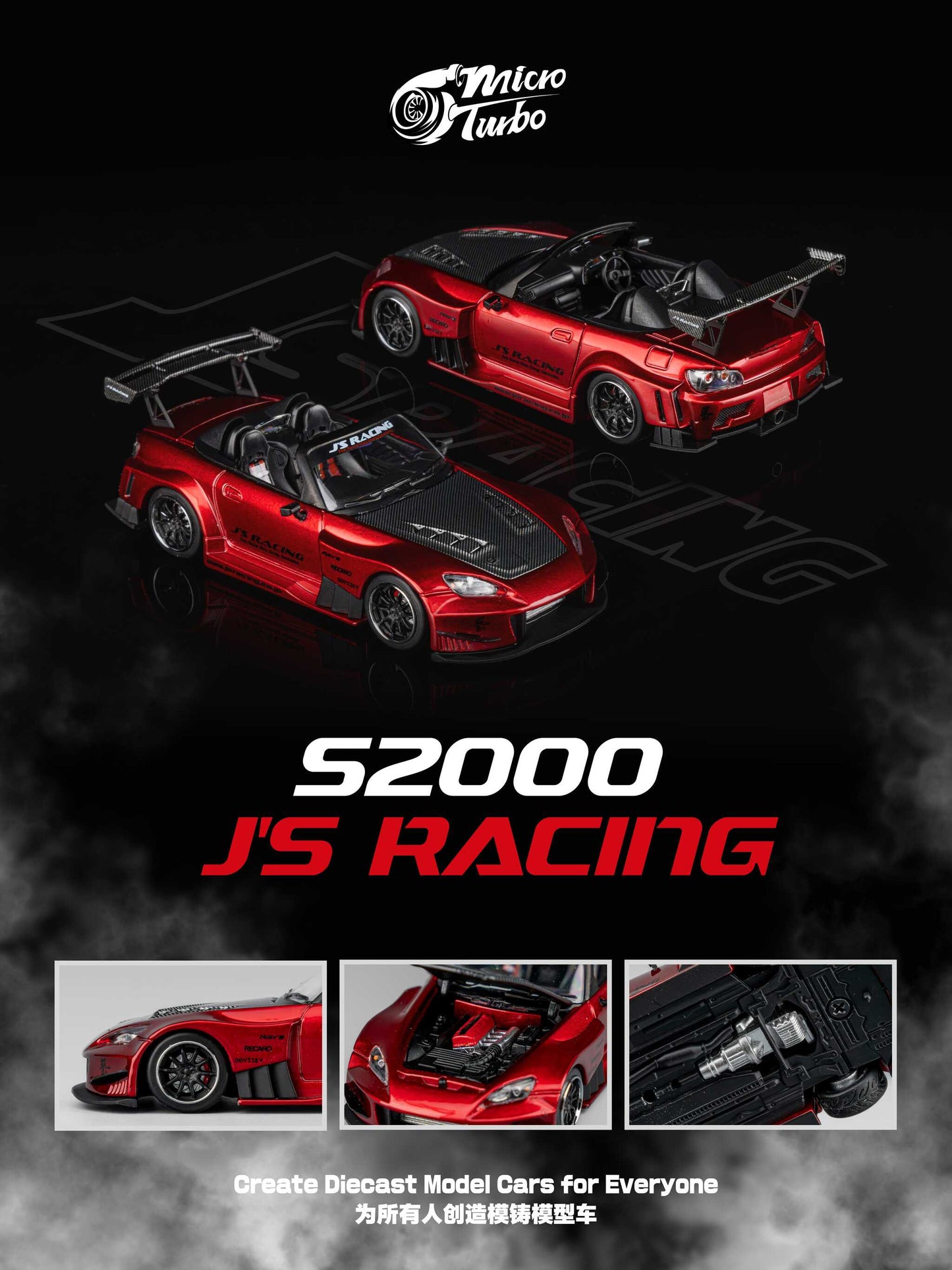 (Pre-Order) Microturbo - 1/64 Custom S2000 JS Racing - Candy Red