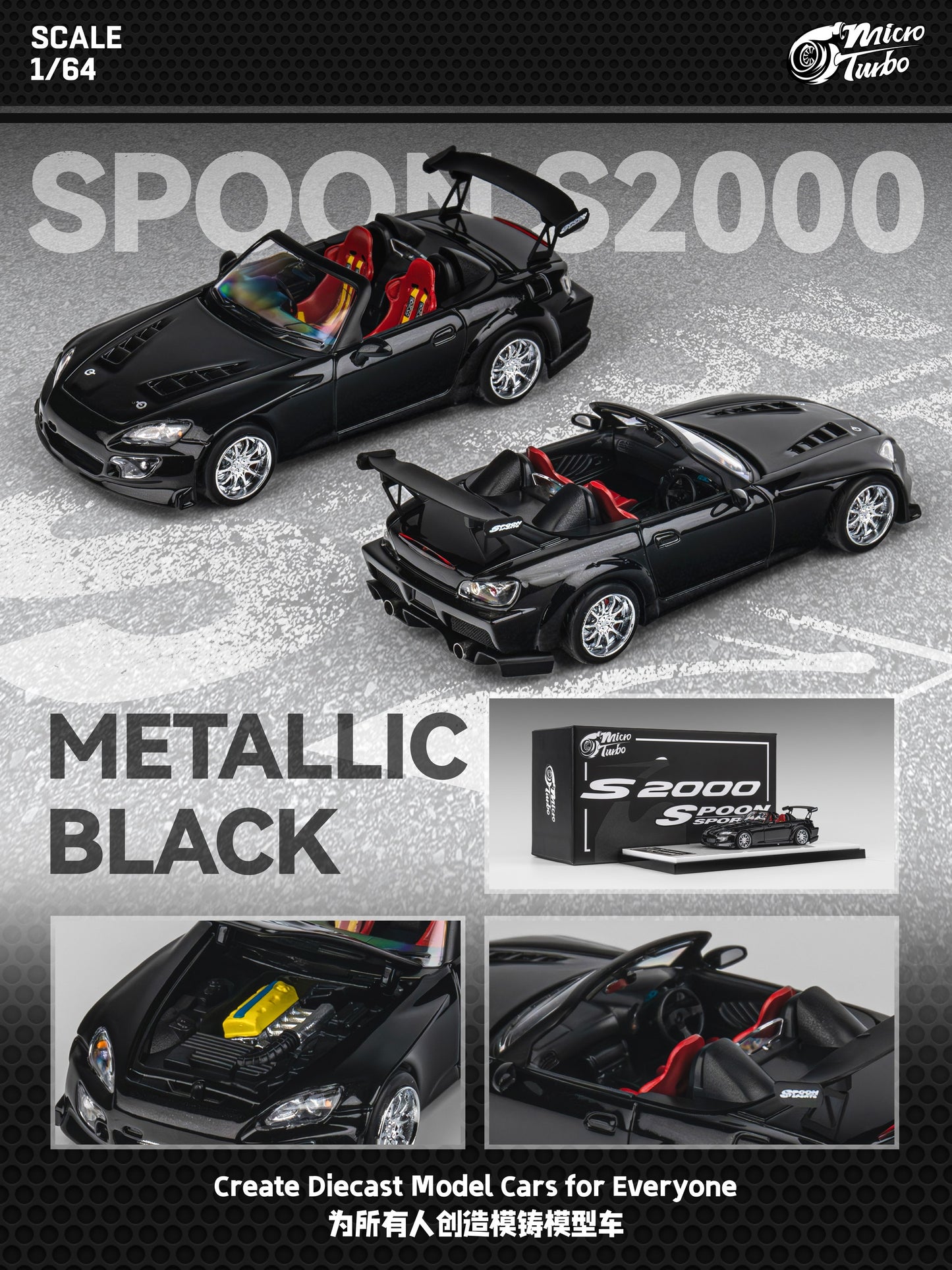 Microturbo - 1/64 Custom S2000 Spoon - Metallic Black