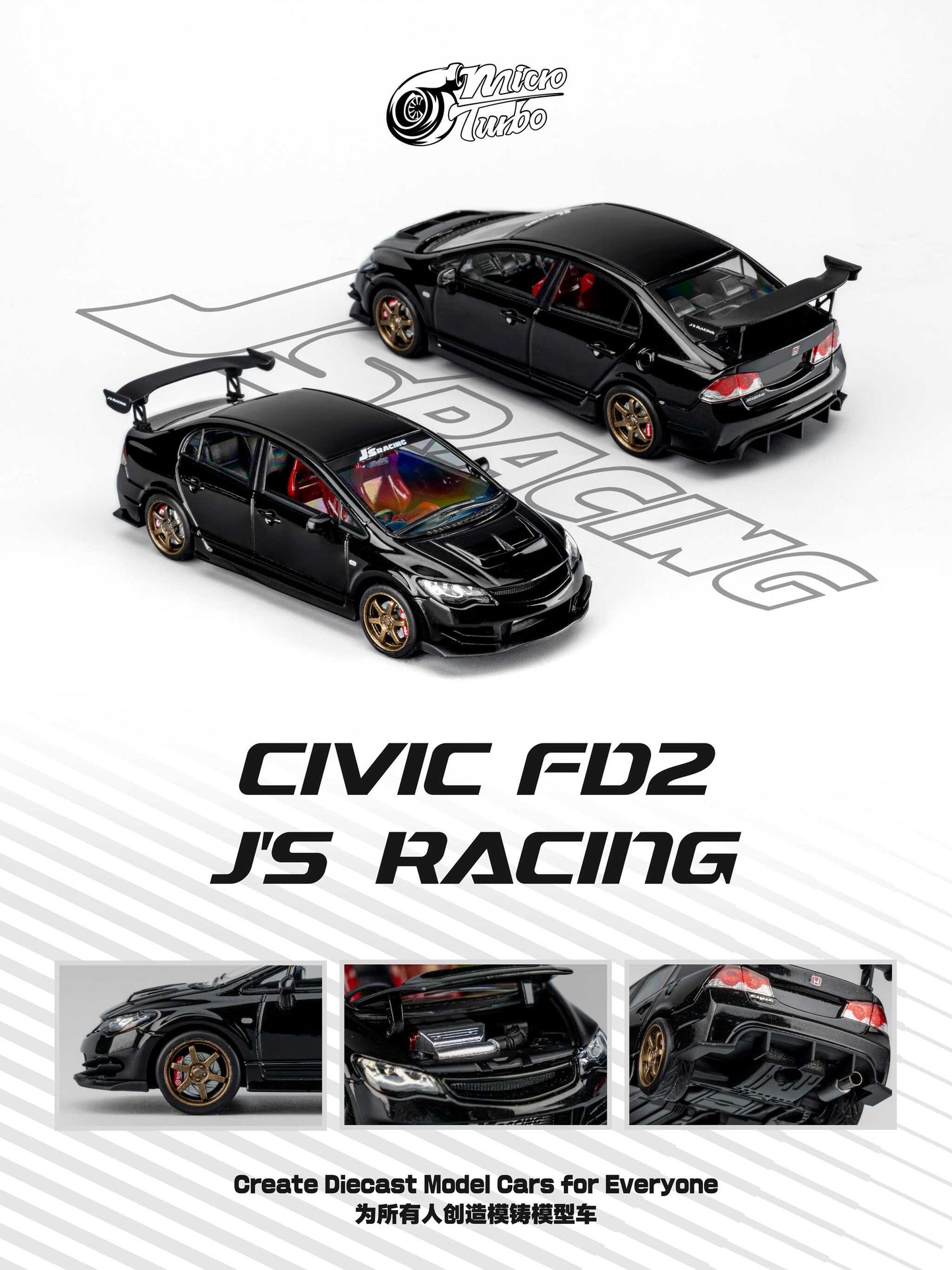 (Pre-Order) Microturbo - Custom FD2 J’S Racing - Metallic Black