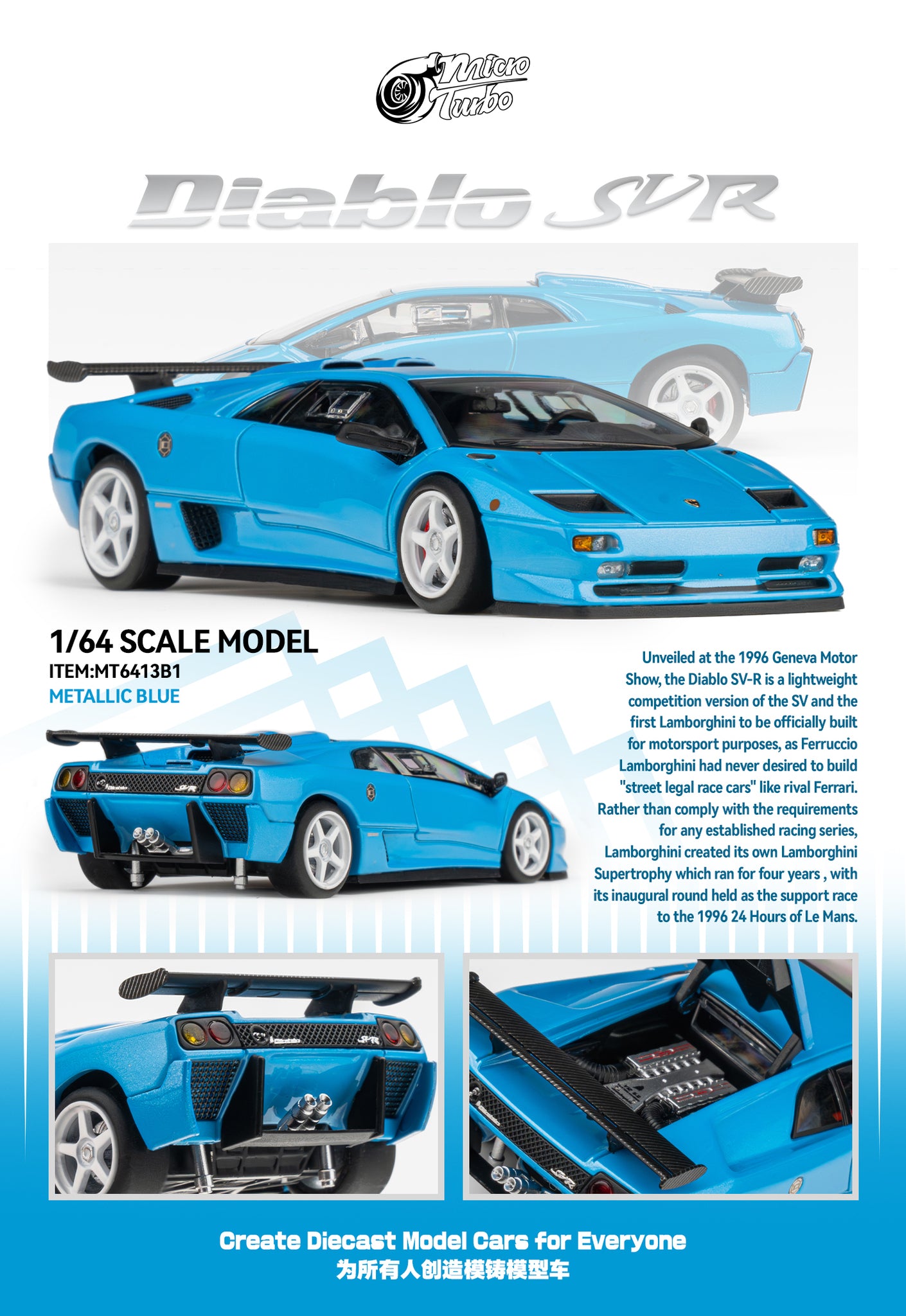 Pre-Order) Microturbo 1/64 Custom Diablo SVR - Metallic Blue