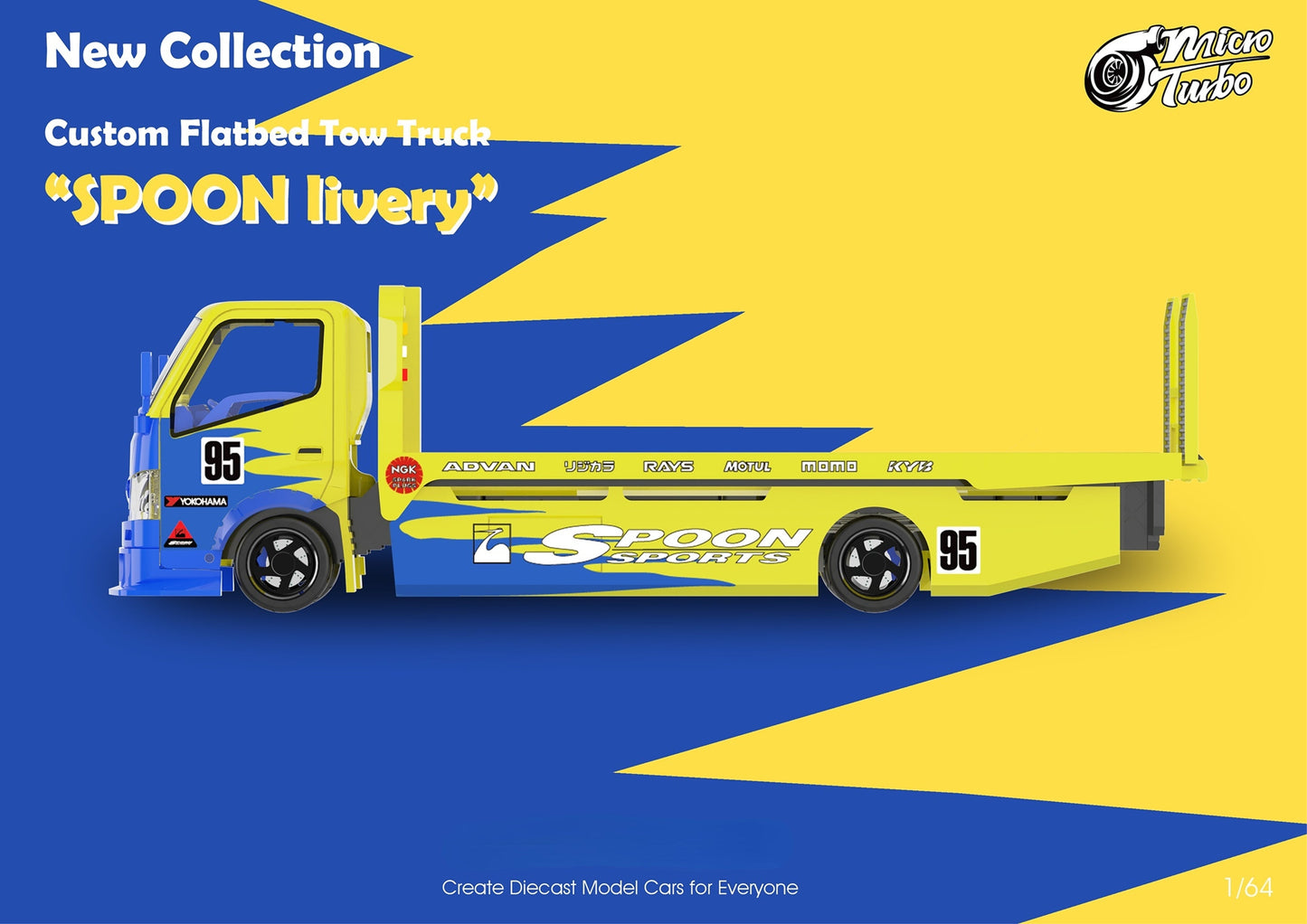 Microturbo 1/64 Custom Flatbed Tow Truck - Spoon