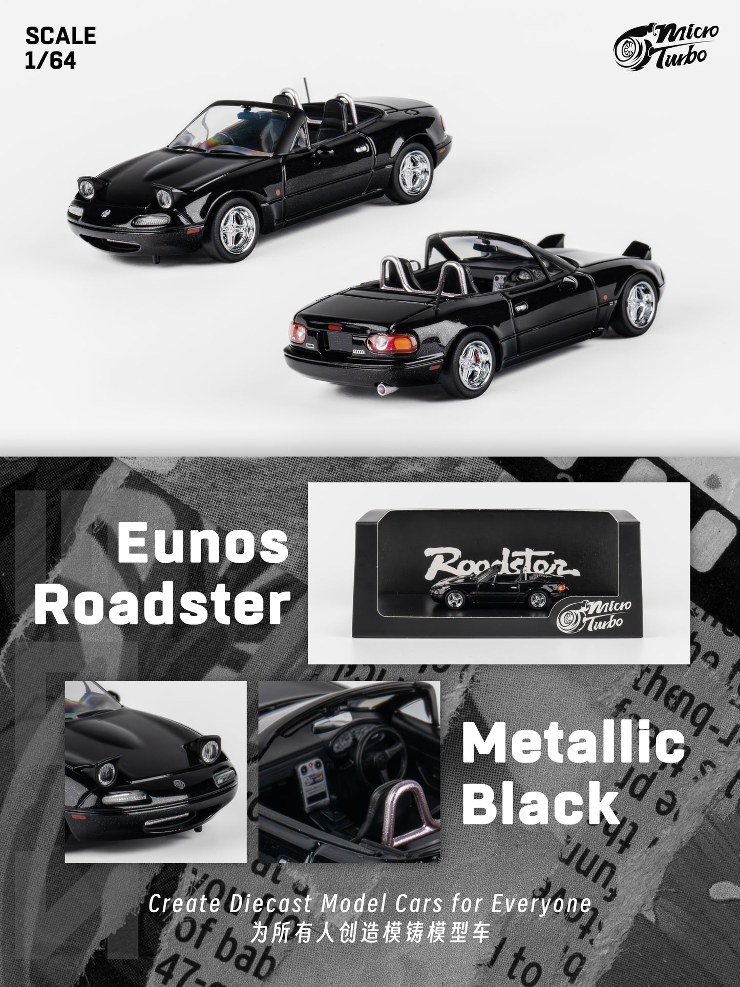 Microturbo 1/64 Custom MX5 - Metallic Black