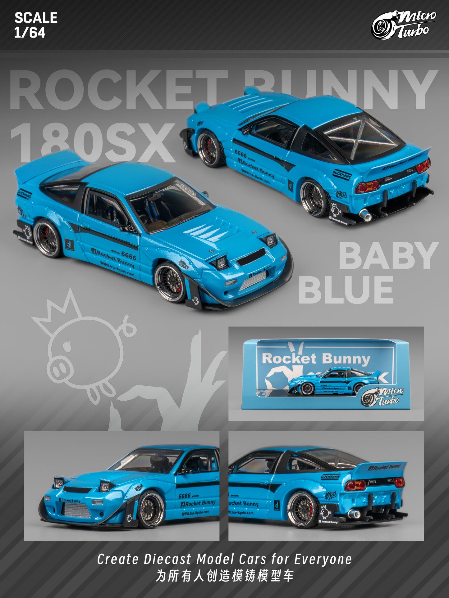 Microturbo - 1/64 Custom 180SX RB- Baby Blue