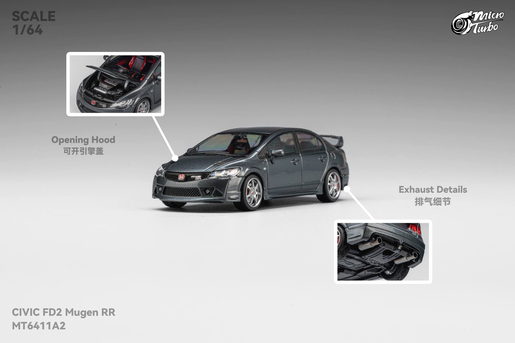 MicroTurbo - 1/64 Custom FD2 MUGEN RR - Metallic Grey – Microturbo