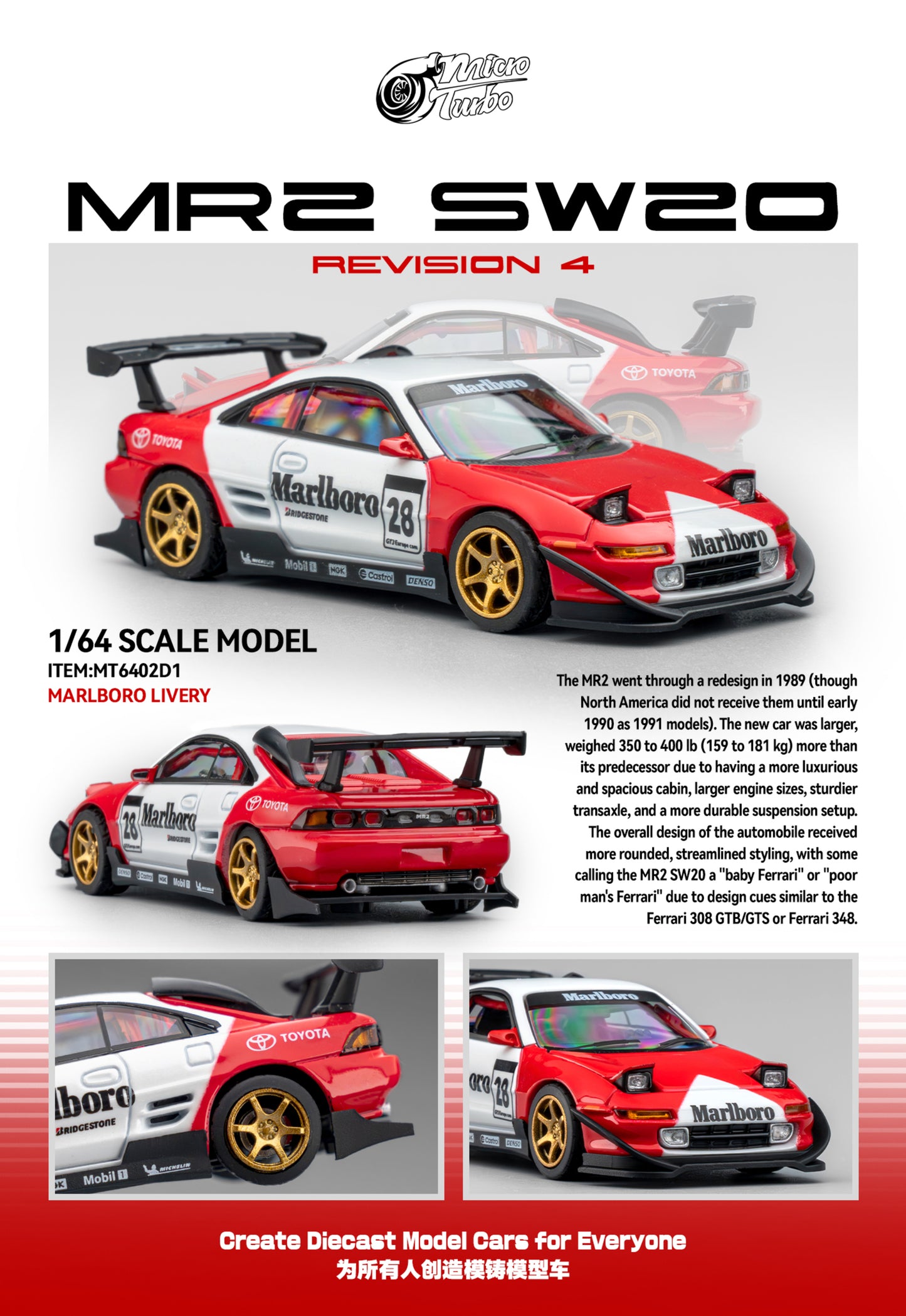 (Pre-Order) MicroTurbo - 1/64 Custom MR2 - Marlboro Livery